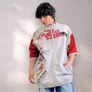 Men’s Arme Grey | Red Welcome to the Hood Full Zip Track Jacket NWT